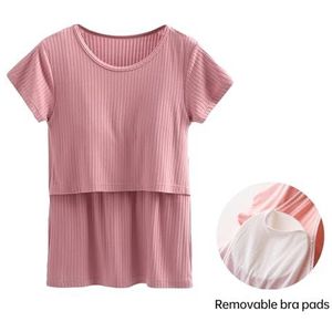 Zwangerschapstanktop Zwangerschapsvoedingstops for dames Sweatshirt met korte mouwen for zwangerschap en postpartumkleding(Color:Deep pink,Size:XXL)