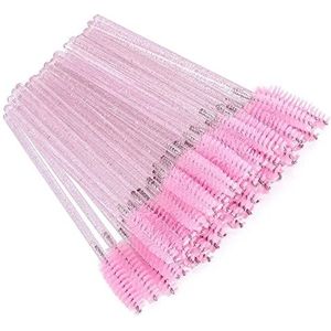 100Pcs Wimper Mascara Wands Wenkbrauw Borstel Make-up Borstel Tool Roze
