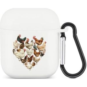 Liefde Kippen Hart Leuke Case voor AirPods 2&1 Schokbestendige Beschermende Hoofdtelefoon Gevallen Cover Met Sleutelhanger voor Mannen Vrouwen