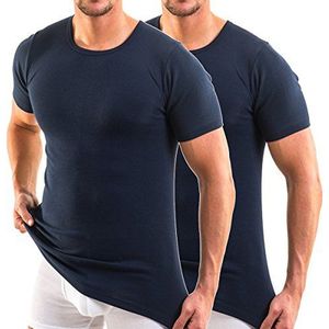 HERMKO 3840 2-pack herenshirt met korte mouwen (meer kleuren), 100% biologisch katoen, marineblauw, L