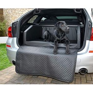 Mayaadi Home Premium hondenbed - 100 x 80 cm - hoogwaardige autostoel voor je hond - autohondenbed met beschermende deken - kofferbak bed honden - kunstleer - reizen - zwart - L