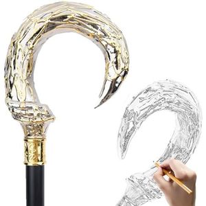 Elegante Steampunk Wandelstok Van Legering, Luxe Herenmodestaf met Gouden Witte U-vormige Knop, 92cm, voor Cosplay en Feesten