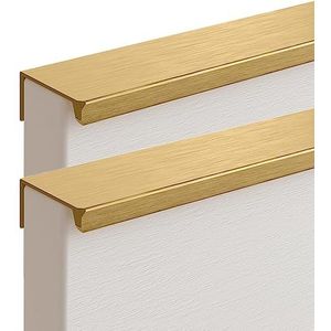 lade onzichtbaar handvat, vinger trek handvat, Onzichtbare meubelgrepen Ruimte Aluminium Garderobe Keuken Verborgen handgrepen Kast Ladegrepen Geborsteld goud 2 stuks (gatafstand 224 mm) (Size : Hole