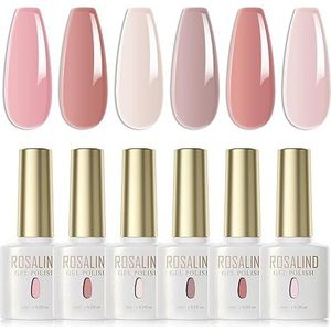 ROSALIND UV Nagellak Jelly 6 Kleuren Roze Licht Roze Huidskleur Klassieke Doorschijnende Gel Nagellak Set Kleur Gel voor Nagels Soak Off Lakken Voor UV Lamp