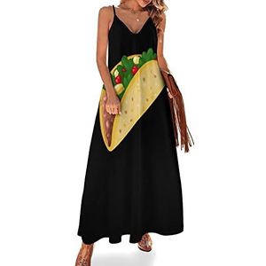 Tacos Sling Maxi-jurk voor dames, V-hals, casual, mouwloos, verstelbare riem, sexy lange jurk