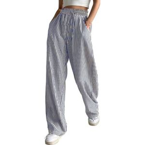 yk8fass Gestreepte Casual Broek yu-2583, Blauw, 4
