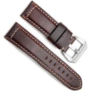 dayeer Lederen horlogeband oliewas horlogeband voor Panerai horlogeband met gesp vervangende accessoires (Color : Coffee S, Size : 24mm)