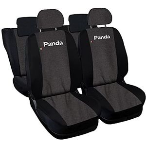 Lupex Shop Panda.3s_Jn.N-50 Autostoelhoezen compatibel met Panda Trade-serie (mod.319) Versie 50e50 Jeans Zwart | Set stoelhoezen voor en achter | Airbag compatibel | Accessoires binnen