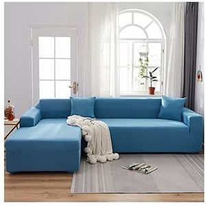 L-Type Hoekbank Cover Sectionele Chaise Hoes Elastische Stretch L-vormige Sofa Covers Universele All-Inclusive Anti Kat Krabben(Color:D blue,Size:3 Seater(190-230cm))