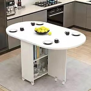 Mobiele opvouwbare eettafel, veelzijdige eettafel, neerklapbare tafel met 6 wielen en 2 opbergrekken, multifunctionele uitbreidbare tafel for keuken, slaapkamer, woonkamer (Color : A, Size : L-140cm