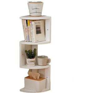 Hoekboekenplank, Boekenkast Met 4 Planken, Open Hoekkast, Open Planken Geschikt For Het Opbergen Van Briefpapier, Boeken, Fotoalbums En Andere Items, Grote Opslagruimte(White)