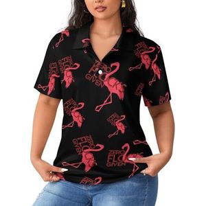 Leuke Zero Flocks Given Flamingo Dames Poloshirts met korte mouwen Casual T-shirts met kraag Golfshirts Sport Blouses Tops 4XL