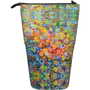 Nbtghga Gekleurd Schilderen Print Potlood Telescopische Klassieke Kunsten Stand Up Etui Organizer Potlood Houder Make-up Tas Gift, Zwart, Eén maat