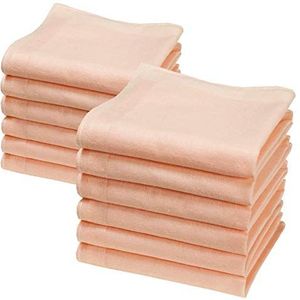 Merrysquare - Mini Zakdoeken – Lilliput Model - Klein Formaat 23cm x 23cm - 12 Stuks - 100% Katoen (Zalm)