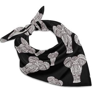 Aztec Elephant11 Bandanas voor Mannen Vrouwen Vierkante Hoofd Zijden Sjaal Lichtgewicht Wrap Neck Zakdoek Halsdoek 45,7 cm x 45,7 cm