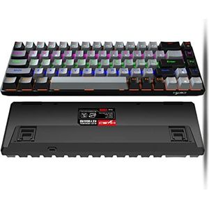 Mechanisch Gaming Toetsenbord 68 toetsen, Kleurrijke RGB Backlight Toetsenbord Non-conflict Keys Bedrade Toetsenbord voor PC Notebook (Blauw/Rode schacht) (Grijze Rode schacht)