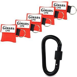 Gimars 5 stuks CPR-masker met karabijnhaak, CPR-masker, beademingsmasker, sleutelhanger, beademingshulp, nooddoek, zakmasker, eerste hulp