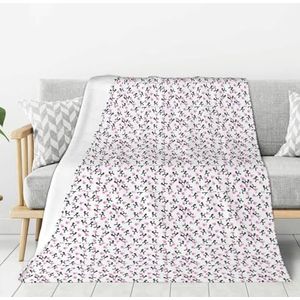 AYYQWE Girly Roze Parfum Fles En Poedel Print Warm Flanel Pluche Deken Voor Sofa Woonkamer Dorm All-Season Thuis Camping Reizen