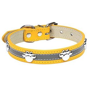 Lederen halsband Verstelbare PU-klinknagels Kleine middelgrote honden Kattenband Kraag Klinknagels Huisdierketting Accessoires-Goud, XXLXX