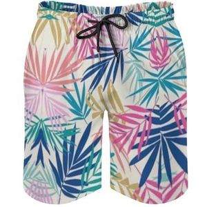 Sneldrogende broek in tropische stijl, licht zacht en ademend heren Hawaii shorts, elastische korte broek met trekkoord, Kleur 4, M