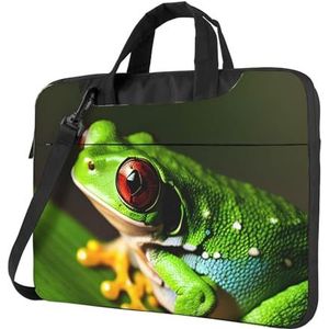 SSIMOO Hondenpoot patroon stijlvolle en lichtgewicht laptop messenger tas, handtas, aktetas, perfect voor zakenreizen, Boom Kikker Baby, 14 inch