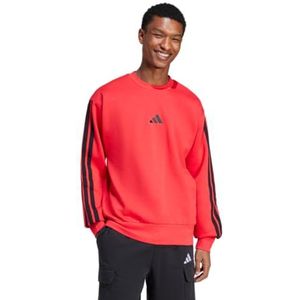 adidas Men's Essentials 3-Stripes Fleece Sweatshirt, Pure Ruby/Black