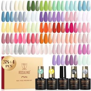 ROSALIND UV Nagellack Set, 42 Stück Gel Nagellack Pastell Rosa Blau Violett Grün