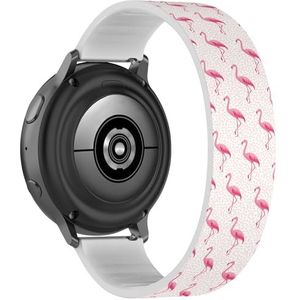 RYANUKA Solo Loop Strap compatibel met Samsung Galaxy Watch 6 / Classic, Galaxy Watch 5 / PRO, Galaxy Watch 4 Classic (Tropische roze flamingo's) rekbare siliconen band band accessoire, Siliconen,