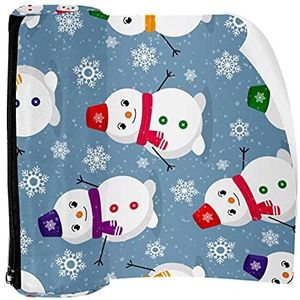 Potlood Case Pen Tas Houder met Rits Coin Organizer Tassen Make-up Cosmetische Pouch voor Vrouwen Tiener Meisjes Jongens Kinderen, Leuke Kerst Sneeuwman Dansen Sneeuwfalkes