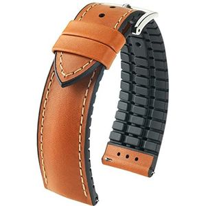 HIRSCH James L horlogeband - Italiaans kalfsleer - sportief/ademend, Goudbruin, 22 mm, Klassieke armband