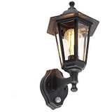 QAZQA - Klassiek | Antiek Klassieke buiten wandlamp zwart met bewegingssensor - New Haven | Buitenverlichting - Kunststof - E27 Geschikt voor LED - Max. 1 x 15 Watt