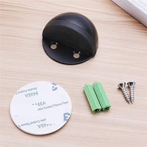 SFOCQVISH Deurstopper van rubber, roestvrij staal, dubbel zonder boren, vloerbumper, wig zonder spijkers, wandhouder, wandbescherming, 1 stuk (zwart)