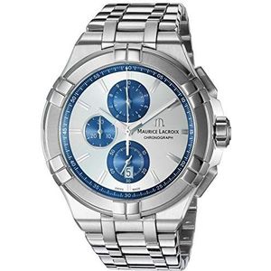 Maurice Lacroix Heren analoog Zwitsers quartz horloge met roestvrij stalen band AI1018-SS002-131-1, Blauw, armband