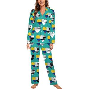 Colombiaanse Vlag En Zwarte Amerikaanse Vlag Vrouwen Lange Mouw Button Down Nachtkleding Zachte Nachtkleding Lounge Pyjama Set XL