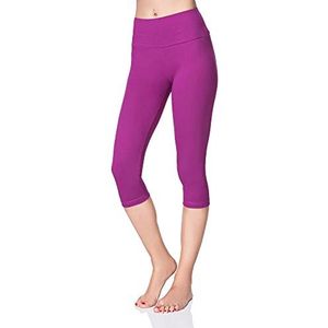 SOFTSAIL Womens hoge taille 3/4 lengte legging met buik bedieningspaneel dames ademend elastisch casual klassieke katoenen broek LWP34 LWP34, Amarant, 48
