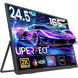 UPERFECT 24.5"" 2K 165Hz Draagbare Monitor met 2560 * 1440 QHD IPS-scherm Mini HDMI USB C voor PC Laptop Game Console, Mobiel Display VESA-compatibel