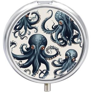 Reizen Pillendoos Pil Case Octopus Patroon Draagbare Pil Container Kleine Pillendoos Pil Organizer Pocket Geneeskunde Doos Dagelijkse Pil Dozen Mini Pil Organizer