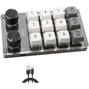 QPSJXN Aangepaste knop Macropad toetsen mechanisch toetsenbord met 12 en 2 knoppen Hot Swap Red Switch -toetsenbord verschillende systemen (RGB 12-2 White Grey)