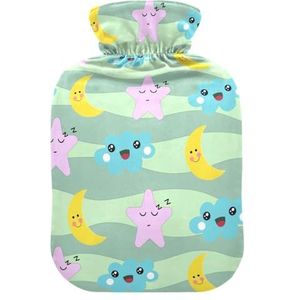 LI ZHI XIN PVC warmwaterkruik met fluwelen deksel 1L 2L kleine middelgrote maan sterren cartoon patroon