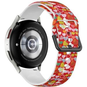 Sportieve zachte band compatibel met Samsung Galaxy Watch 6 / Classic, Galaxy Watch 5 / PRO, Galaxy Watch 4 Classic (Valentine Hearts) siliconen armband accessoire