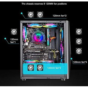 Mid-Tower ATX, Micro-ATX, ITX Gaming-behuizing, Desktopcomputerbehuizing, Gehard Glazen Zijpaneel Verticale GPU-beugel Ondersteunt Waterkoeling