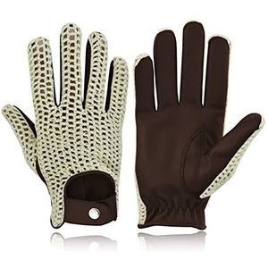 Swift Wear Heren Vintage Klassieke Engels Katoen Gehaakte String Ongevoerd Mode Echt Lederen Chauffeur Rijhandschoenen, donkerbruin, S