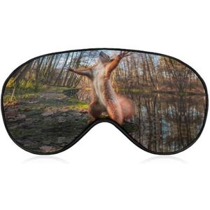 Grappige dieren rode eekhoorn in bos slaap oogmasker voor mannen vrouwen tieners kinderen, nacht slaap oogschaduw cover comfort voor reizen yoga dutje