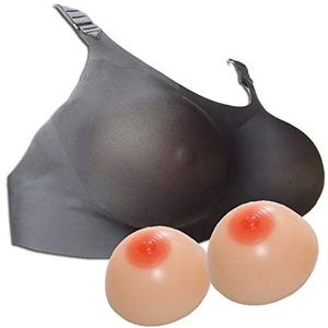 Mastectomie Pocket BH Siliconen Nepborst met verstelbare bh-band voor crossdressing nep-borsten,Black,B thickness 5.5cm