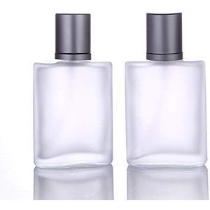 2 stuks, 50 ml matglas fijne nevelverstuiver, leeg glas vierkante parfumverstuiver spuitpomp fles reizen navulbare fles voor vloeibare geur cosmetische container