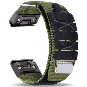 Nylon Hook Loop Strap geschikt for Garmin Fenix ​​7 6X 6S 6 Pro 5X 5 5S 3HR 22mm 26mm Sport Canvas Stof Horlogeband for Garmin Accessoires (Color : Amy Green-Black, Size : For Garmin 26mm S)