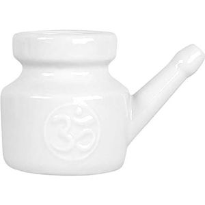 Iunipusy Neusspoelkan, 350 ml keramische Neti Pot, robuust en lekvrij voor neusreiniging en neusspoeling, voor volwassenen, in elegant wit