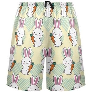 LI ZHI XIN Herenpyjamabroek, korte pyjamabroek, zomer casual shorts, elastische tailleband met trekkoord, rechte losse pasvorm met 2 zakken, S-XXL dierenkonijnpatroon, Meerkleurig, S