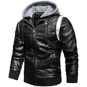 Motorjas voor heren, goedgekeurd met bescherming, plus motorfiets, motorjas, leer, herfst, warme voering, motorfiets, winter, leren jas, heren, zwart, biker, leer, met capuchon, winter, motorjas, De