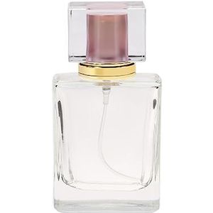 Filfeel Parfumfles met pomp, 100 ml, parfumverstuiver, leeg, glas, leeg, parfumfles, verstuiver, navulbaar, vierkant, draagbaar, reizen, parfumfles, roze